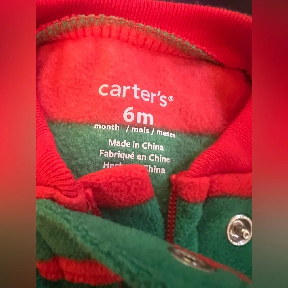 CARTER’S XMAS REINDEER FLEECE BABY SLEEPER. 6 MONTHS